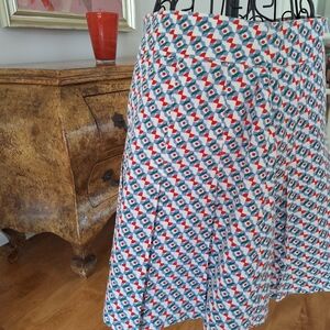 ANTHROPOLOGIE SIZE 4 BLUE AND RED PRINT PLEATED MINI SKIRT